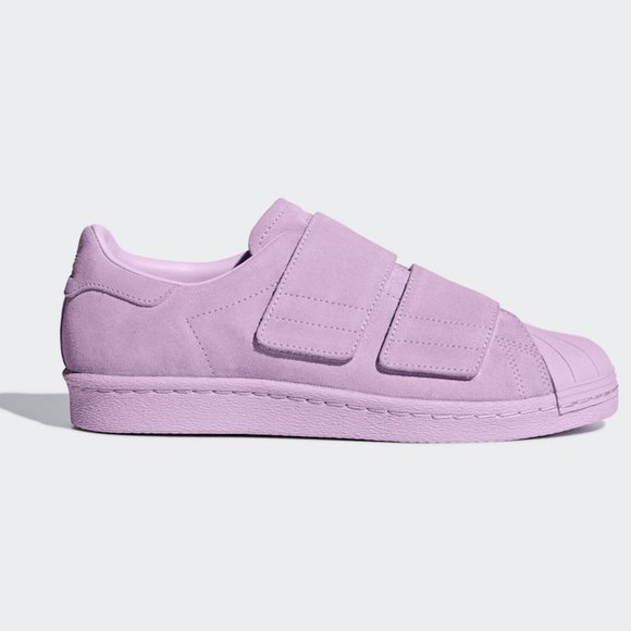 Adidas Superstar suede sneakers velcro straps clear lilac purple B28043 size 6 - Picture 1 of 10